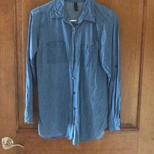 jean shirt// button down with buttons on side